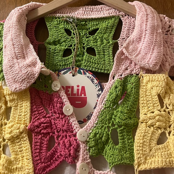 CeliaB Dress Celia B Folke Crochet Patchwork Granny Square Mini Sz S‎ - Picture 5 of 8